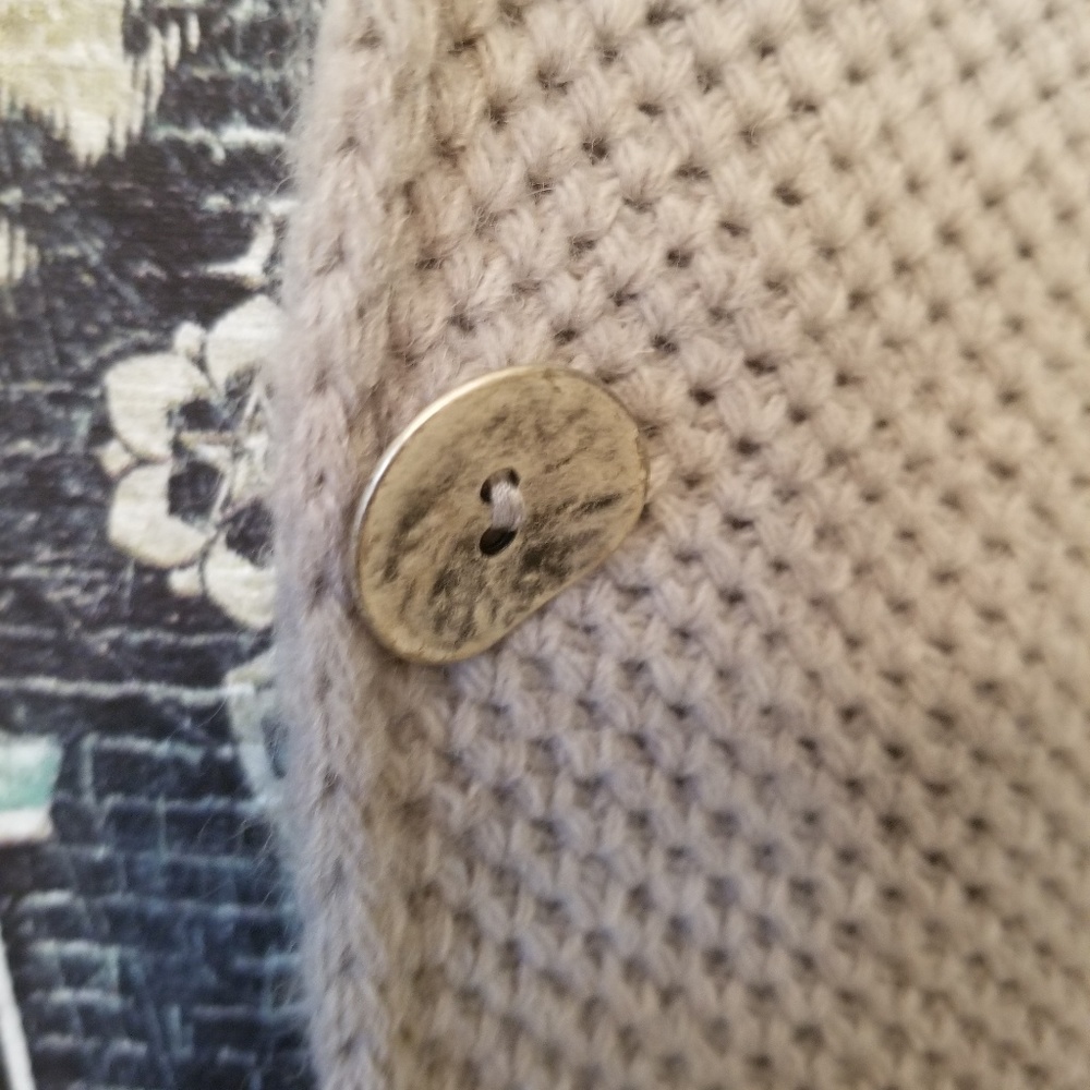 Light Grey Button Up Sweater Medium - image 2
